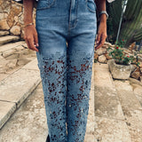 CADIZ EMBROIDERED WIDE LEG JEANS 05852