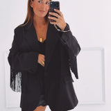 JOLENE BLACK FRINGE BLAZER