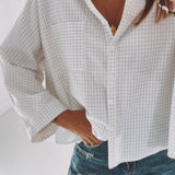 ROMILLY ECRU CHECKERED BLOUSE
