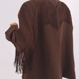 JOLENE BROWN FRINGE BLAZER