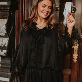 AFTERPARTY BLACK RUFFLE DRESS