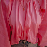 PARADISE PINK OPEN BACK BLOUSE