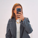 EMILY DARK BLUE CHECKERED BLAZER