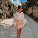 VIOLETA SOFT PEACH SEQUIN SKIRT