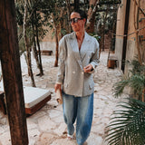 RESOLANA BEIGE CHECKERED BLAZER