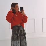 CAMILLE RED CUT-OUT PULLOVER