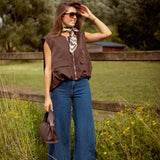 WILLOW BROWN SLEEVELESS JACKET