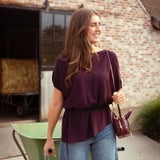 CERELIA BURGUNDY RIBBED BLOUSE