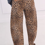 LEOPARD BROWN BARREL PANTS W5010 EXTRA LONG