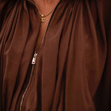 FAYE BROWN ZIP BLOUSE