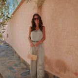 DAHAB SAGE GREEN SATIN PANTS