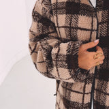 OPALINE BEIGE/BROWN CHECKERED TEDDY JACKET