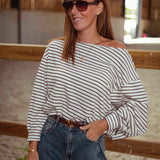 PRE-ORDER ASTER ECRU/BROWN STRIPED LONGSLEEVE SHIRT