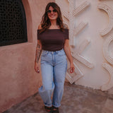 TAHANI BROWN OFF SHOULDER TOP