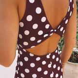 VERANIA BURGUNDY POLKADOTS DRESS
