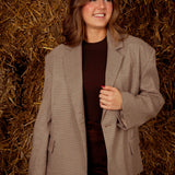 XENIA BROWN CHECKERED BLAZER