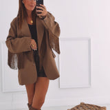 JOLENE TAUPE FRINGE BLAZER