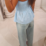 CHARLIE LIGHT BLUE STRAPLESS TOP