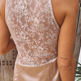 MIJAS BEIGE LACE SATIN DRESS