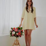 MARIT YELLOW V-NECK DRESS