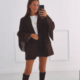 JOLENE BROWN FRINGE BLAZER