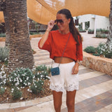 SUNRISE ECRU SATIN LACE SHORT