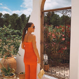 ALBARES RED CROCHET TWO-PIECE SET