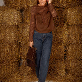 DEMI BROWN LACE BLOUSE