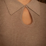 ROSAMUND TAUPE RIBBED LONGSLEEVE SHIRT