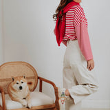 GWEN RED/ECRU STRIPED LONGSLEEVE SHIRT