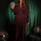 HO HO HOLD ME BURGUNDY SATIN SKIRT