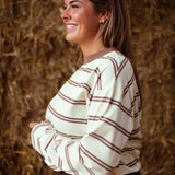 SELAH ECRU STRIPED LONGSLEEVE SHIRT