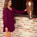 IVY BURGUNDY RUFFLE DRESS