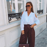 MERLENE BORDEAUX LEATHER BALLOON PANTS