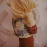 NAIMA WHITE/BLUE FLOWER SKIRT