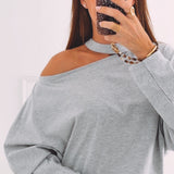 SAAR GREY CUT-OUT SWEATER