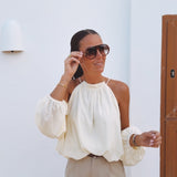 JESSIBEL LIGHT YELLOW CUT-OUT BLOUSE