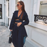 NOELLE DARK BLUE DENIM TWO-PIECE SET