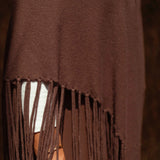 ROSWELL BROWN FRINGE PONCHO