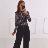 MIREYA BLACK POLKADOTS LONGSLEEVE SHIRT