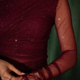 FIREWORK BORDEAUX RHINESTONE BLOUSE