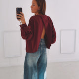 DELMA BORDEAUX OPEN BACK SWEATER