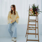 FLEUR YELLOW CABLE KNIT SWEATER