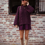 AVERY BURGUNDY CABLE KNIT SWEATER