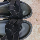 NOELIA BLACK SUEDE SLIPPERS