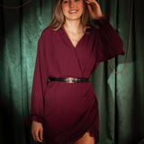 HAPPY HOLIDAYS BORDEAUX DRESS