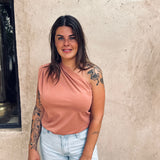 DUNES & DATES TERRACOTTA ONE SHOULDER TOP