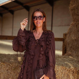 THELMA BROWN RUFFLE DRESS