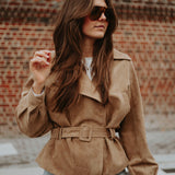 WHISPERING WIND BEIGE BELT SUEDE JACKET