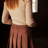 MIRANDA BROWN SUEDE PLISSE SKIRT